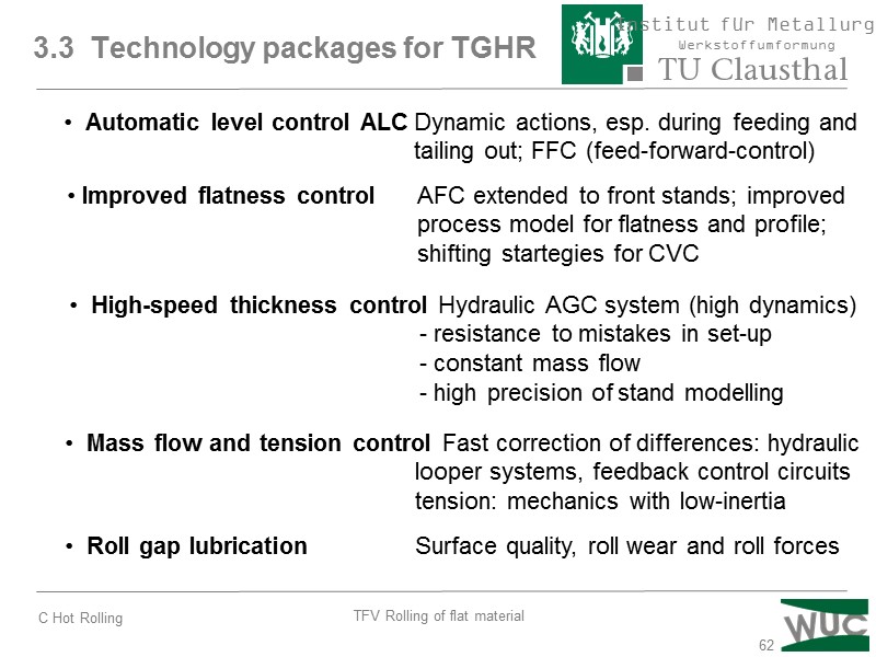 62 3.3  Technology packages for TGHR   Automatic level control ALC Dynamic